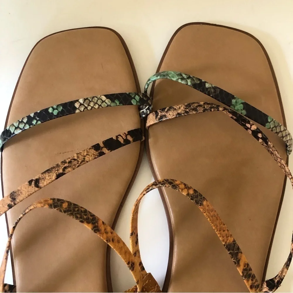 Madewell The Lyra Slide Sandal in Snake Embossed Leather Straps Size 10